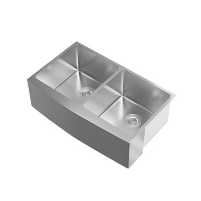 Montgomery 33'' L Farmhouse / Apron Double Bowl Stainless Steel Kitchen Sink