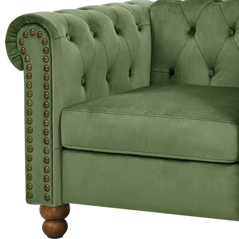 Jumal 80'' Velvet Sofa, Green, 30" H x 80" W x 28" D
