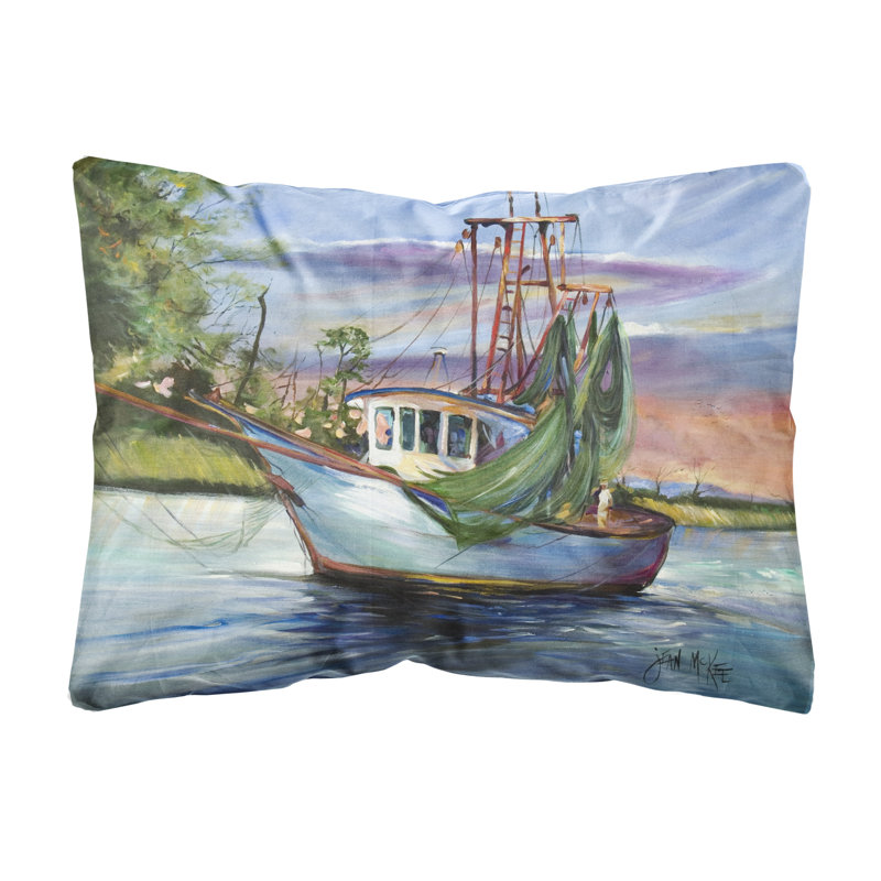 Jeannie Shrimp Outdoor Reversible Throw Pillow