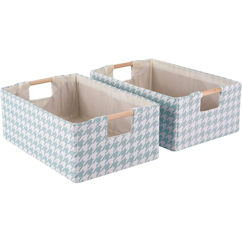 Bac de rangement en tissu George Oliver, Bleu clair