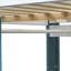 Lit mezzanine double en bois avec tablettes de rangement intégrées, tringles à vêtements et bureau-712444652