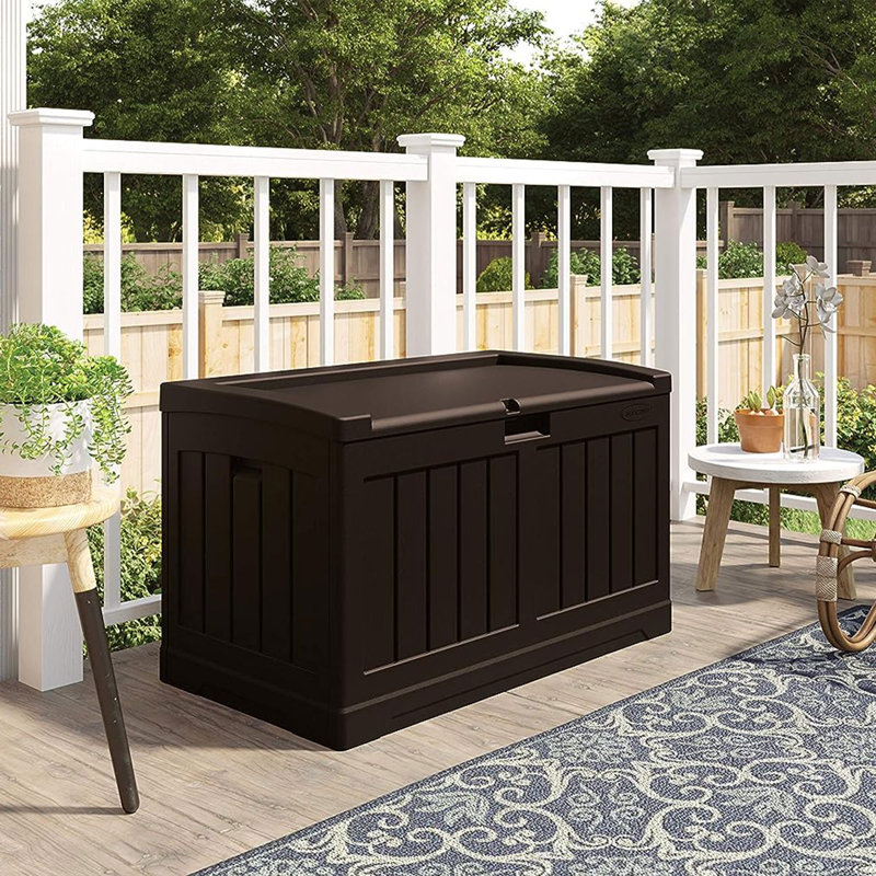 Java 50 Gallon Lockable Plastic Deck Box with Seat