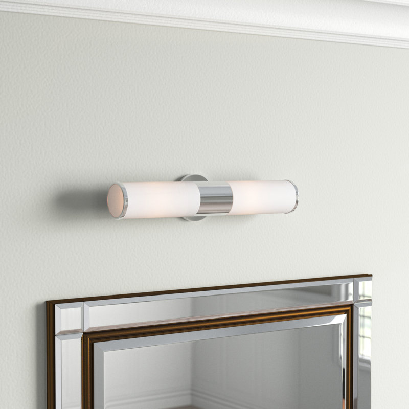 Brushed Nickel 2-Light Vanity with Satin Opal Glass Shades