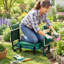 Banc de jardin pliable avec siège à genoux et siège avec coussin EVA extra large et 3 pochettes à outils
