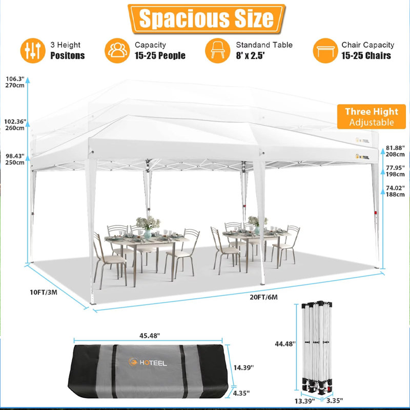 236'' W x 118'' D Metal Canopy, White