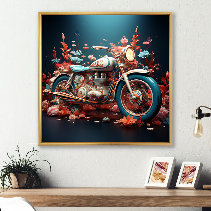 «Rustic Motocyle Odyssey I», reproduction sur toile, 24" H x 24" W, Encadrement doré