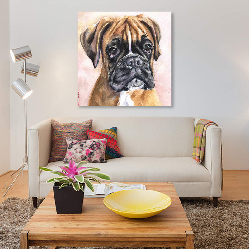 « fina boxer », reproduction sur toile, H 12 po x l 12 po x P 0,75 po, Toile tendue, Pas de tapis