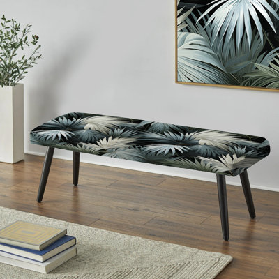 Miroir monochrome à motif tropical I - Banc rembourré noir Tropical