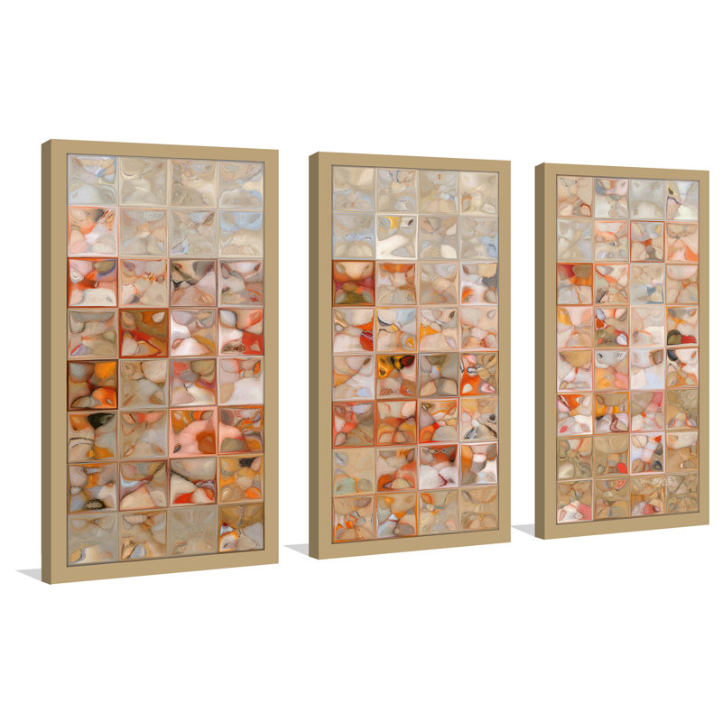 Orange and Beige Abstract 3-Piece Framed Wall Art Set