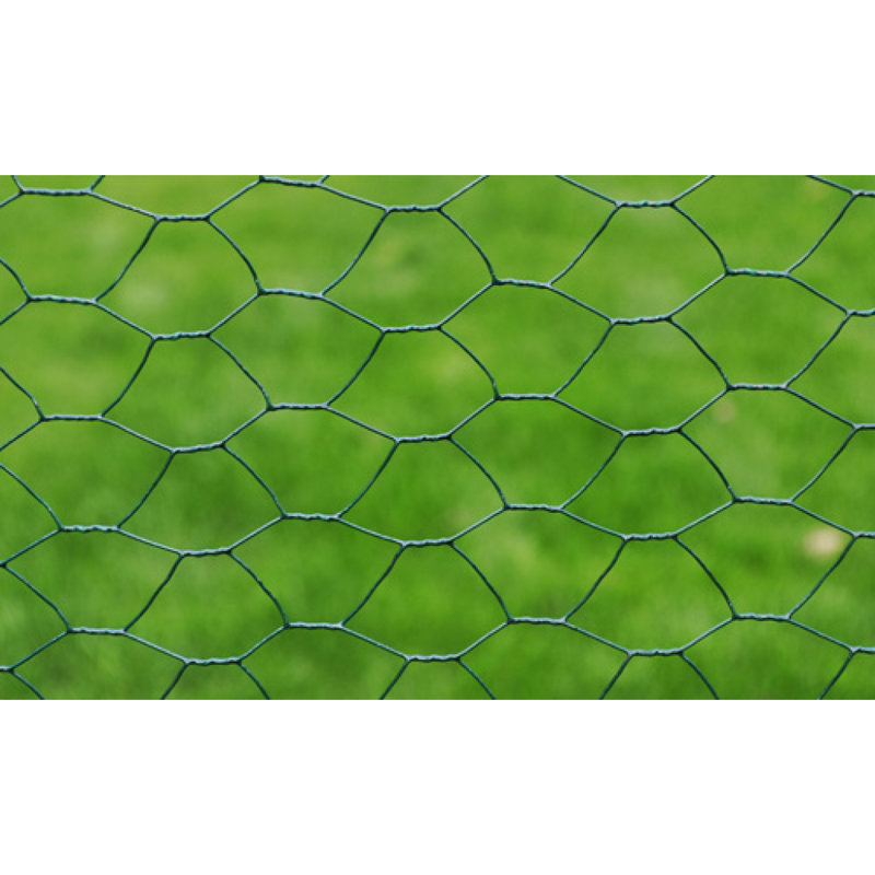 Clôture de poulet avec revêtement en PVC vert, H 3,5 pi x l 82 pi