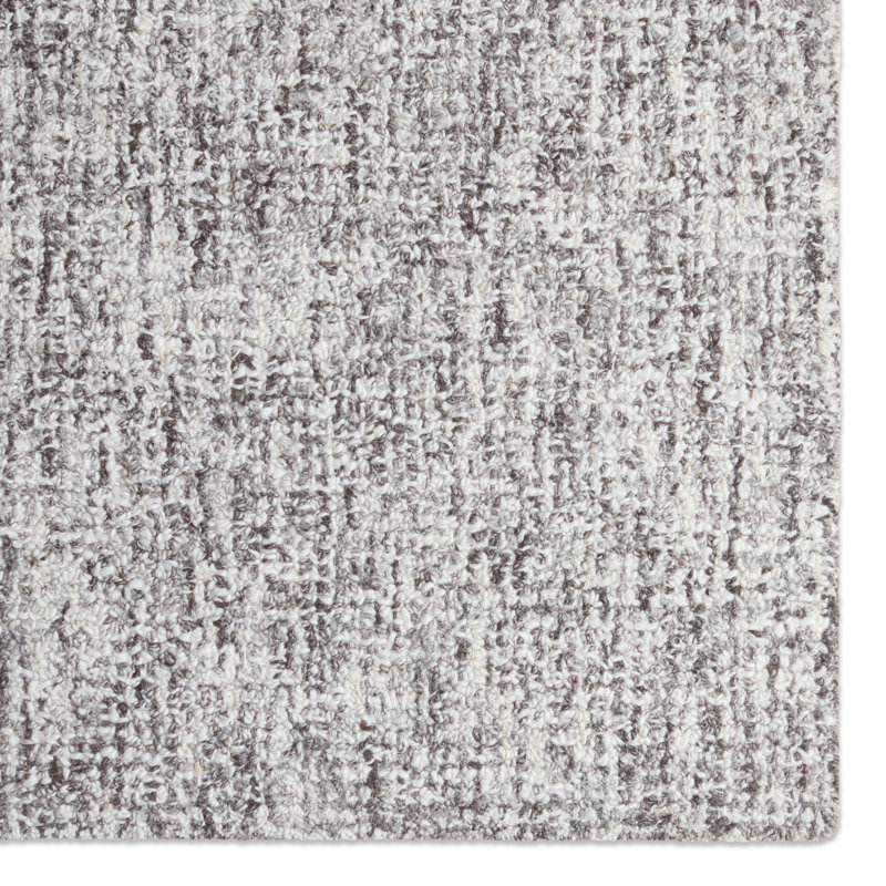 Britta Living Oland Handmade Solid Gray/Cream Area Rug, Rectangle 5' x 8'