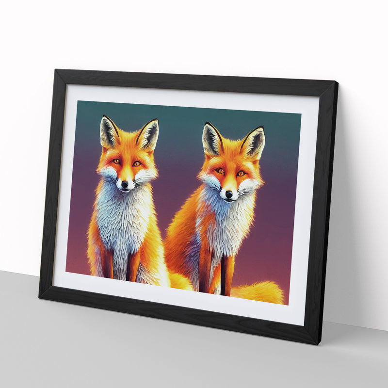 Two Foxes Vol.1 - Framed Print, Black, 34cm H x 46cm W x 2cm D