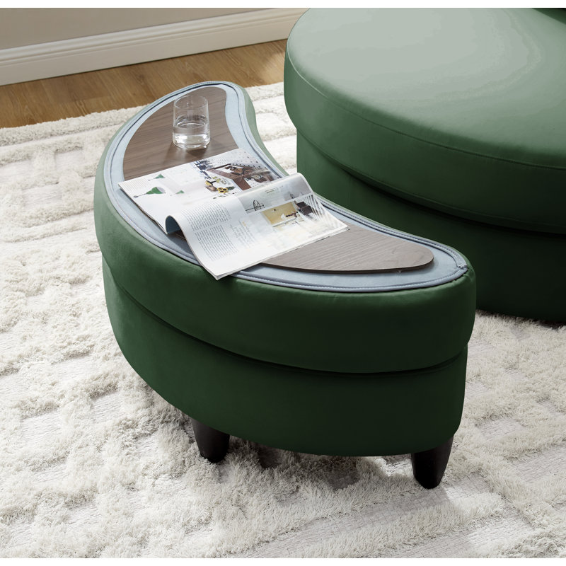 Fauteuil pivotant rembourré capitonné avec repose-pieds, Vert