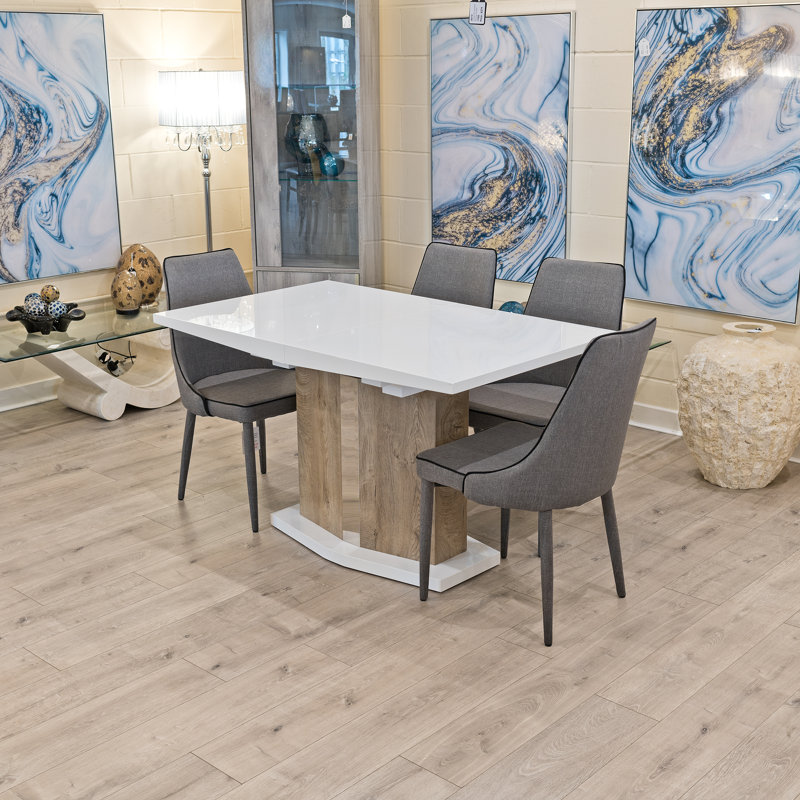 Bozrah 4 - Person Butterfly Leaf Dining Set, Grey, Brown