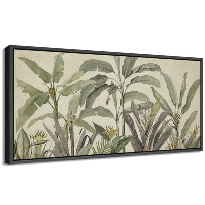 «Tropical Palm Green Banana Leaf Plant Floral Botanical», reproduction sur toile