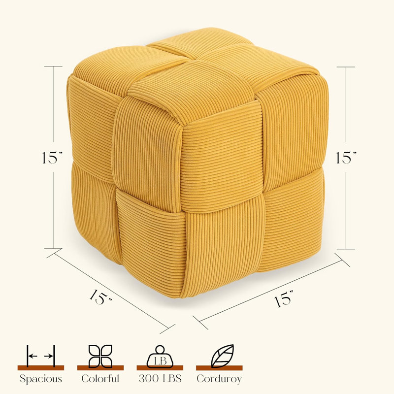 Square corduroy sofa stool