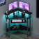 Loferski Corner Desk with Power Outlets & LED Lights, Triangle Corner Desk with Monitor Stand & Keyboard Tray for Small Space