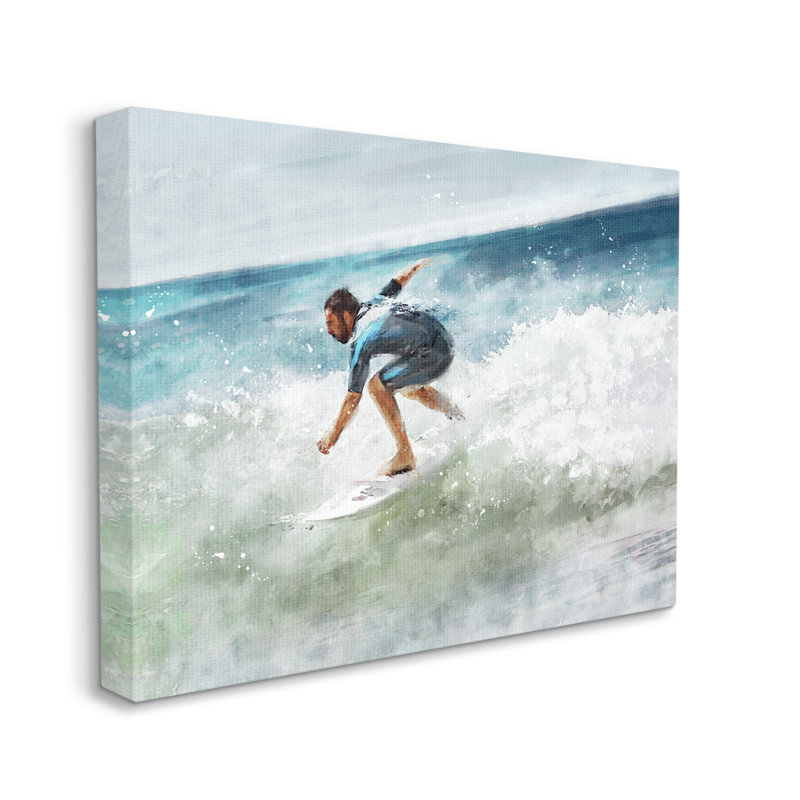 Surfeur mâle sur une vague salissante par Ziwei Li 922, H 24 po x l 30 po x P 1,5 po, Toile tendue