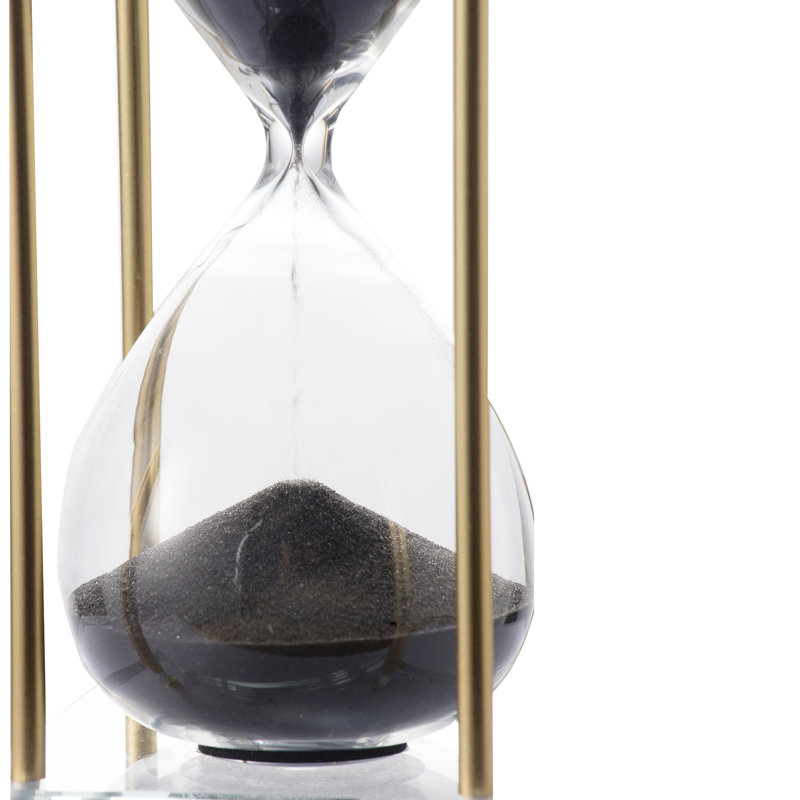 Micky Hourglass, 10" H x 3" W x 3" D, Gold / Black