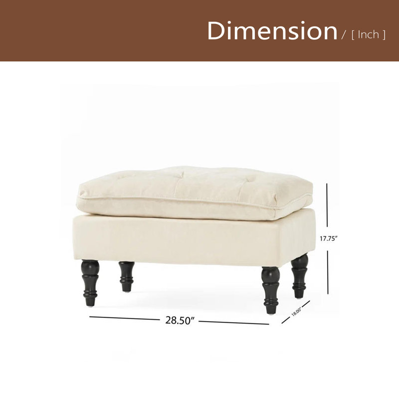 28inch Pillow Top Ottoman, Cream