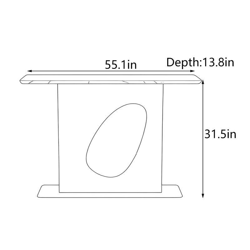 Table d'entrée moderne en bois massif minimaliste, H 31,5 po x l 55,1 po x P 13,8 po, Gris