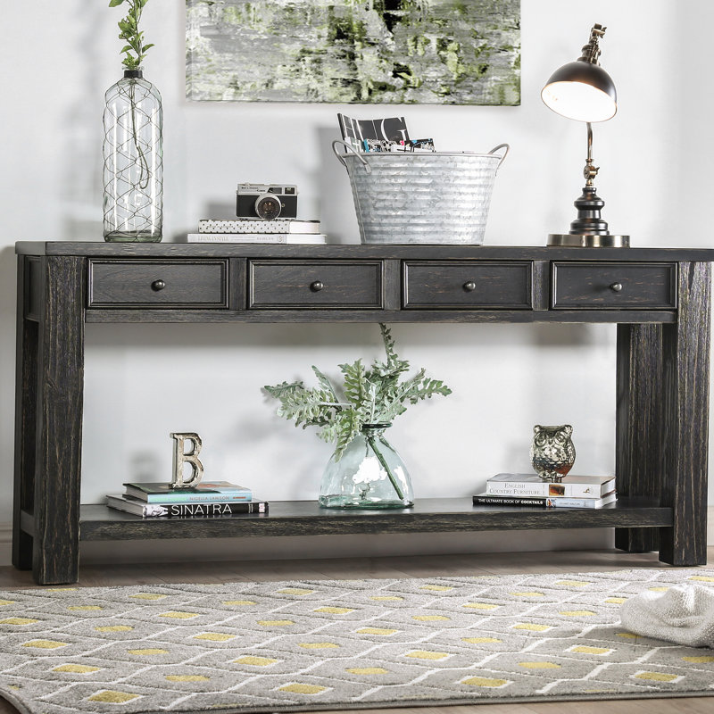 Abe 162.56cm Console Table, Antique Black