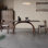 Italian rock slab modern simple dining table Rectangular with Solid Wood Base Dining Table