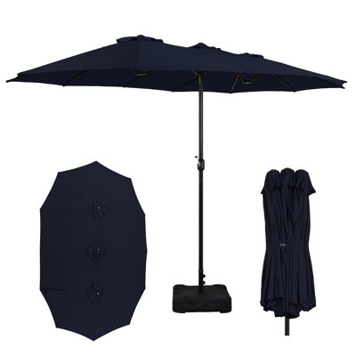 15 ft. Steel Residential Triple-Head Patio Umbrella with Base