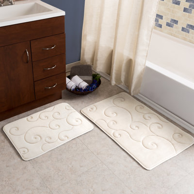 Ensemble de 2 tapis de bain en mousse à mémoire de forme Lavish Home, ivoire