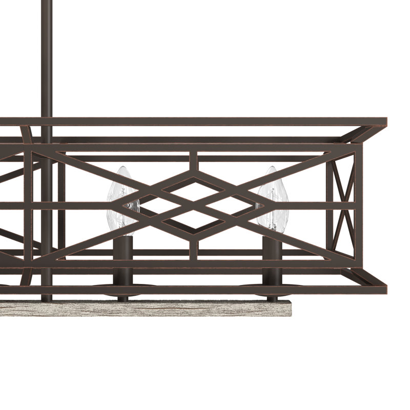 Langwood 6 Light Linear Chandelier, Brown