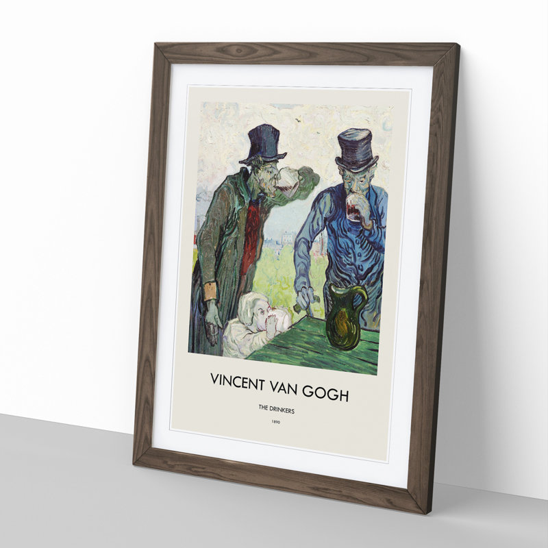 The Drinkers After Daumier by Vincent Van Gogh - Picture Frame Painting, 36cm H x 27cm W x 2cm D, Walnut Framed