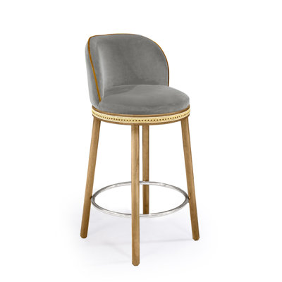Alma Upholstered Bar Stool with Solid Wood Frame