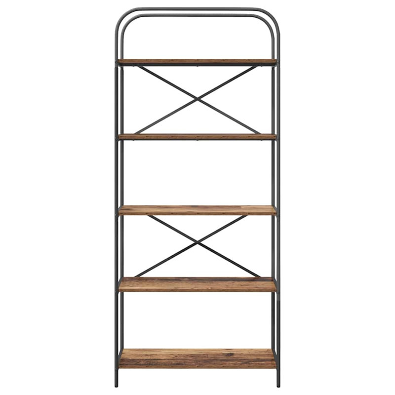 Bookshelf Engineered wood Modern Freestanding Bookshelves Organizer, Old Wood, (5 Shelves) 183cm. H x 80cm. W x 30cm. D