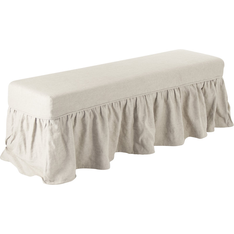 Elena Classic Linen-Cotton Skirted Accent Bench in Natural