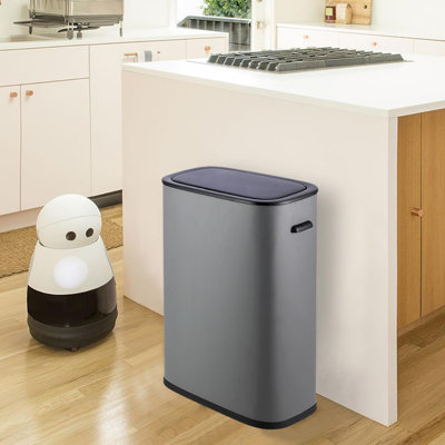 Poubelle automatique 55L avec capteur de mouvement, couvercle à fermeture douce et seau intérieur amovible pour la cuisine, la salle de bain, la chambre à coucher
