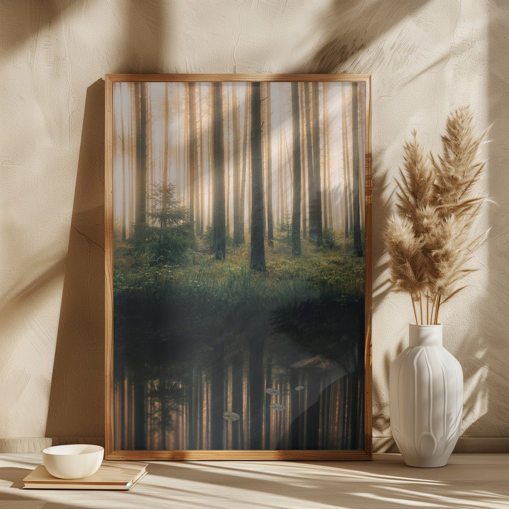 Union Rustic Reflection in the foggy forest Canvas Print | Wayfair.co.uk