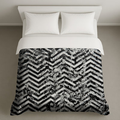 Housses de couette à motif de chevrons noir et blanc
