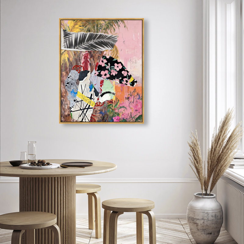 Palm Tree Pinks Print by Oliver Gal, 31"H x 37"W, Gold Floater Frame