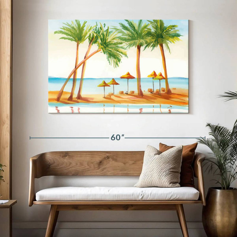 Gillard Beachside Palmiers, peinture, H 32 po x l 48 po