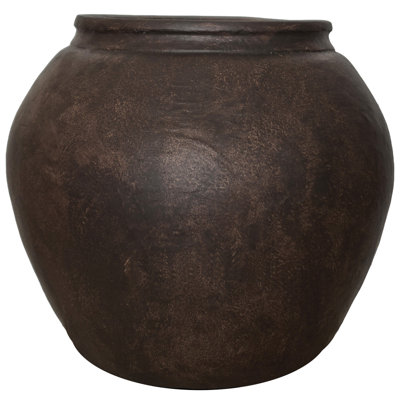 12" H x 14" Dia Fiberstone Vintage Style Planter with Drainage Hole, Indoor/Outdoor Large Plant Pot for Home Patio Garden, Ideal for Artificial Tree/Plants