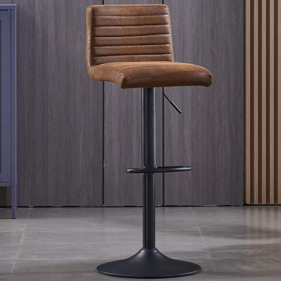 Tashina Vintage Suede Upholstered Bar Stool Height Adjustable Single 360 Swivel