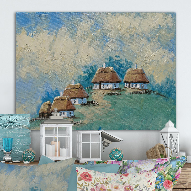 "Maison de campagne" dans la campagne II - art mural traditionnel sur toile, H 8 po x l 12 po x P 1 po, Toile tendue