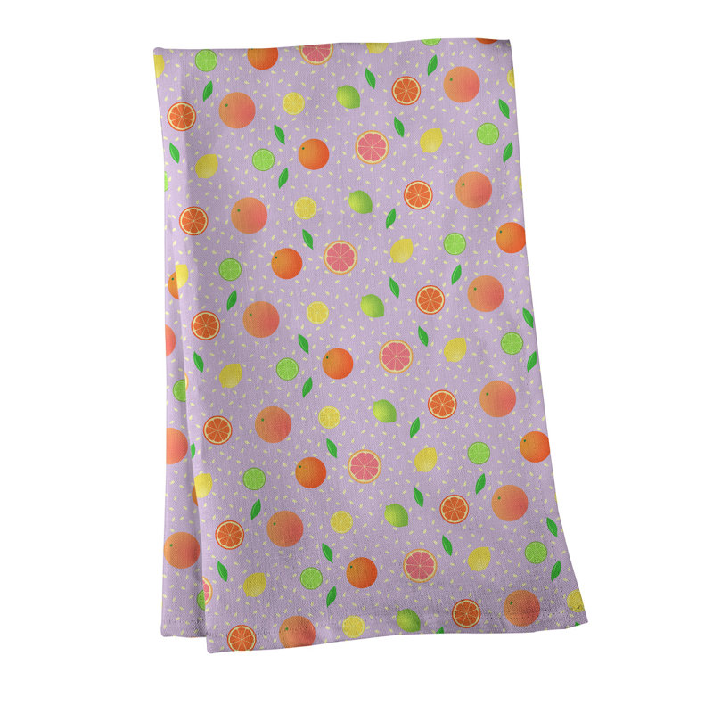 Serviette de thé à motif de fruits à agrumes Mcguigan, Polyester sergé, Rose
