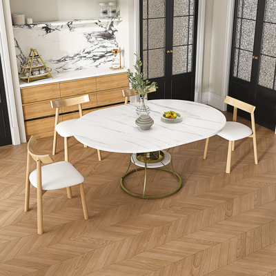 Ensemble de table de salle à manger extensible 43 po pour 4 à 6 personnes avec 4 chaises en bois massif