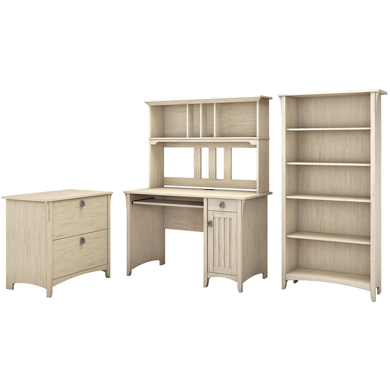 Khadesha 4 Piece Computer Desk Office Set, Antique White