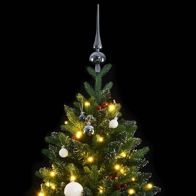 Arbre de Noël artificiel pin blanc avec aiguilles réalistes, H 4,9 pi