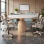 59.06-inch white stone tabletop conference table with solid wood base