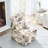 Armless Accent Chair With Floral Pattern Slipper Side Chair Upholstered Single Sofa Lounge Chair With Pillow-908304104