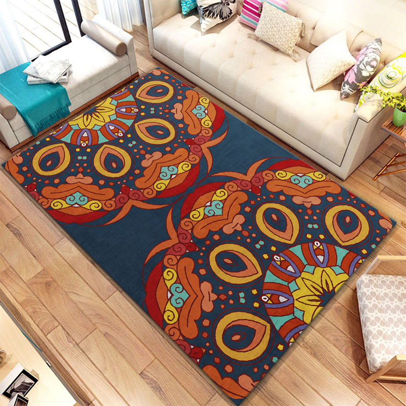 Premium Woven Carpet, 3.3 x 4.6 ft, 100% Polyester, Non-Slip Felt Dot Underside | Raschel Knitting, 0.4 in Pile Height, Machine Washable | Modern Digital Print Design, Ideal for Living Room & Bedroom Decor