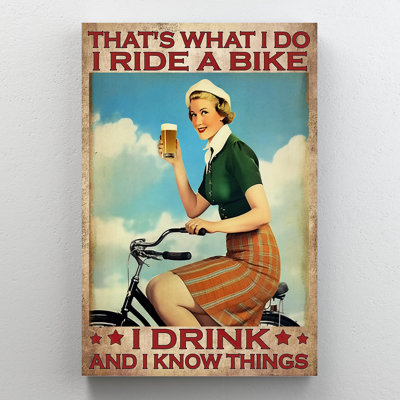 «I Ride A Bike I Drink», impression rectangle 1 pièce «I Ride A Bike I Drink», impression d'art graphique sur toile